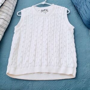 White Stag Pure White Cable Knit Vest, Size XL (Fits Like S/XS)